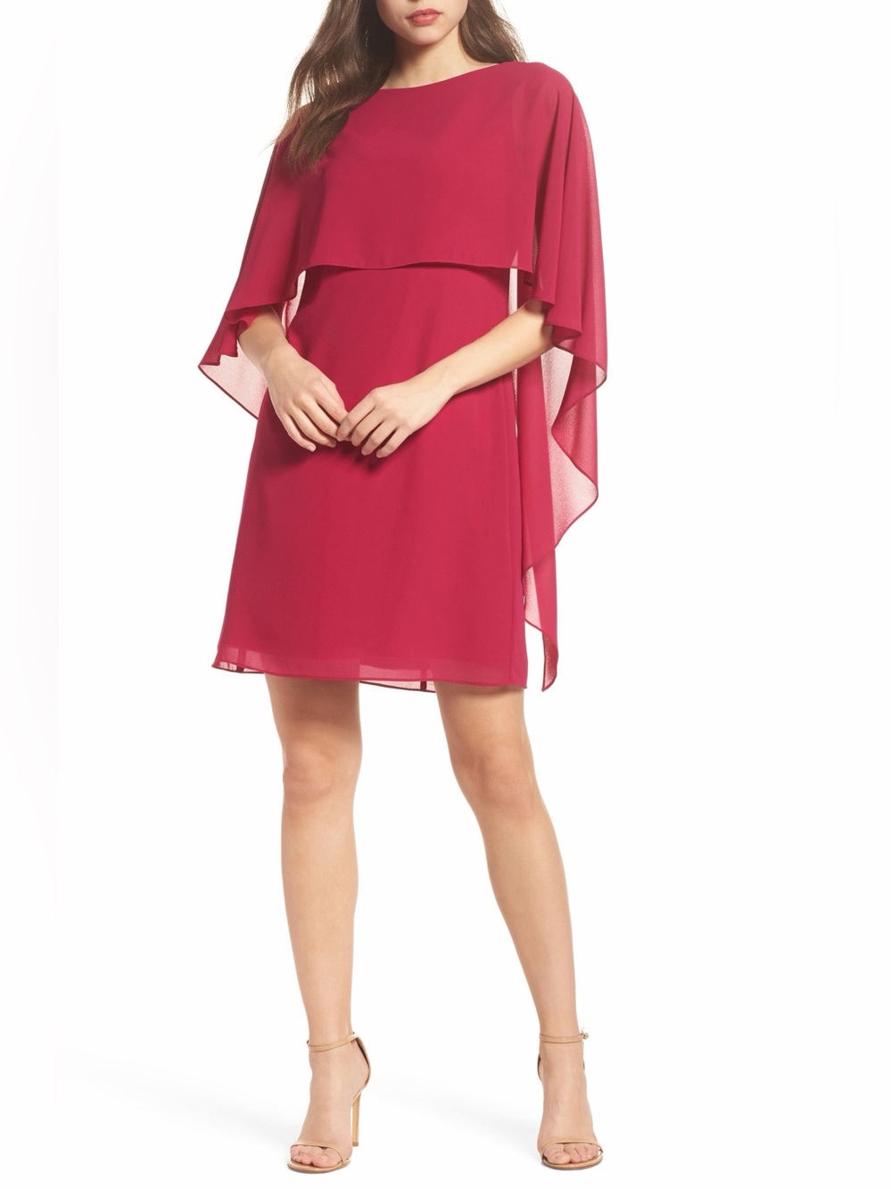 Vince Camuto Raspberry Cape Sleeve Shift Dress
